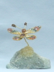 Schmetterling (± 5 cm) mit Jaspis, Amethist, Türkis und Bergkristall